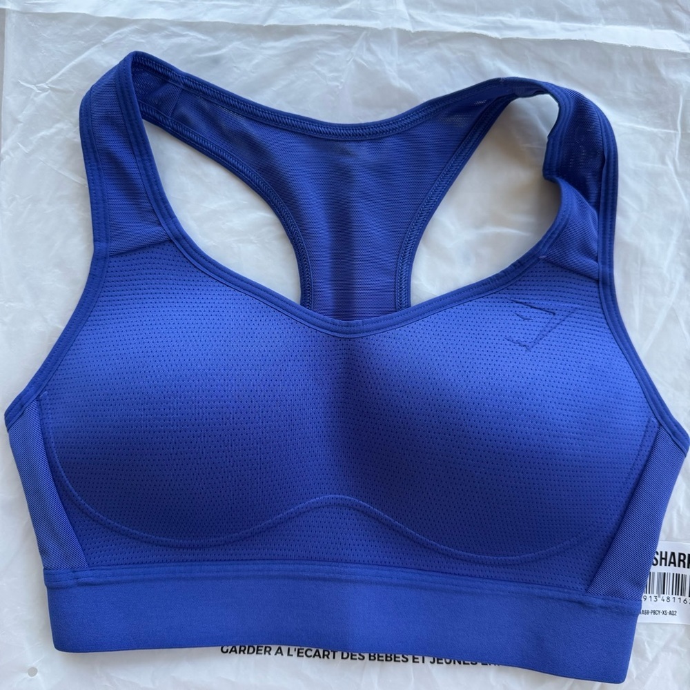 Brand New Gymshark Sports Bra – Blue Racerback, Size XS